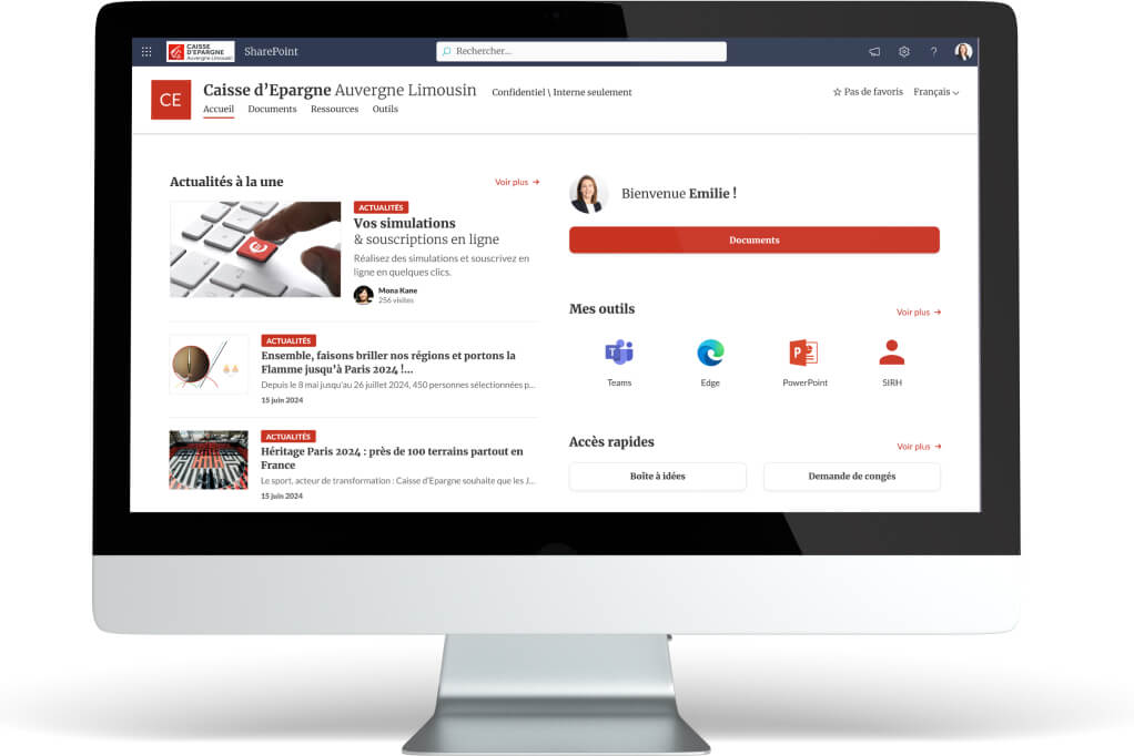 Intranet Caisse d’Épargne Auvergne Limousin - desktop - Agence Maecia